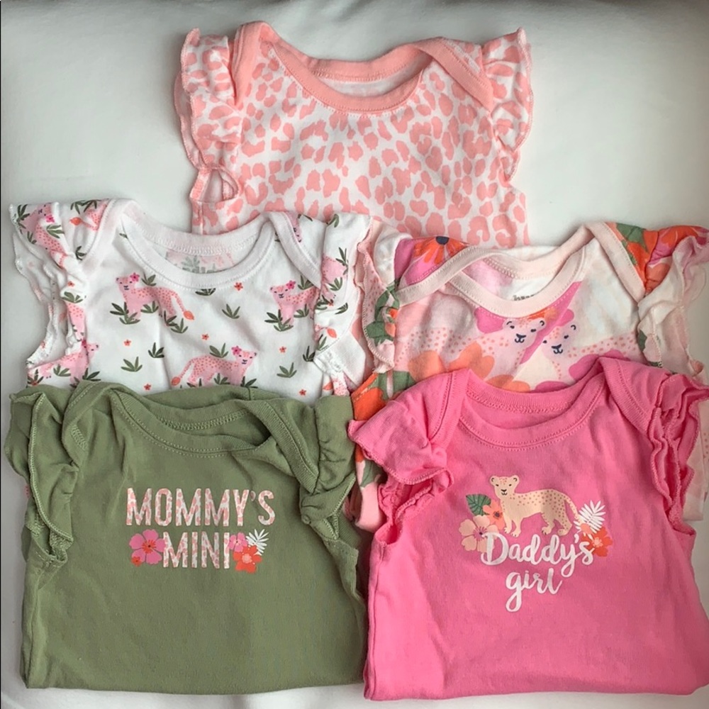 Baby girls safari graphic bodysuit 5pack